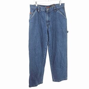 Rare Jeep Carpenter Jeans‎ 32x34 Blue Denim Relaxed Fit Straight Leg Teflon HT